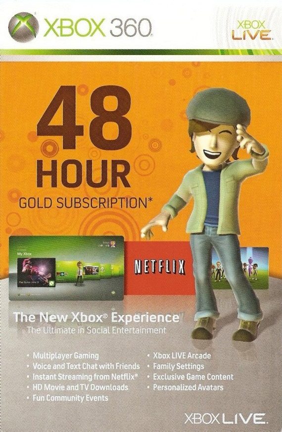 Microsoft Xbox Live 48 Hours Gold Membership Card cd key